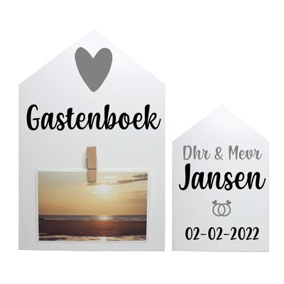 Gastenboek Tekstbord met naam en datum bruiloft